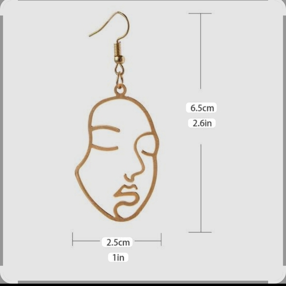 Gold Face Outline Earrings - Picture 5 of 5